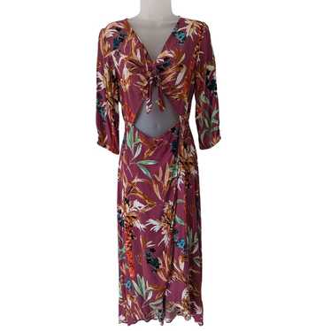 Express Womens Floral Front Cutout Midi Wrap Dres… - image 1