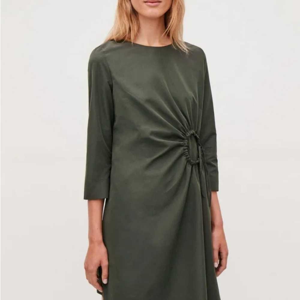 COS Forest Green Gathered Circle Dress - image 2