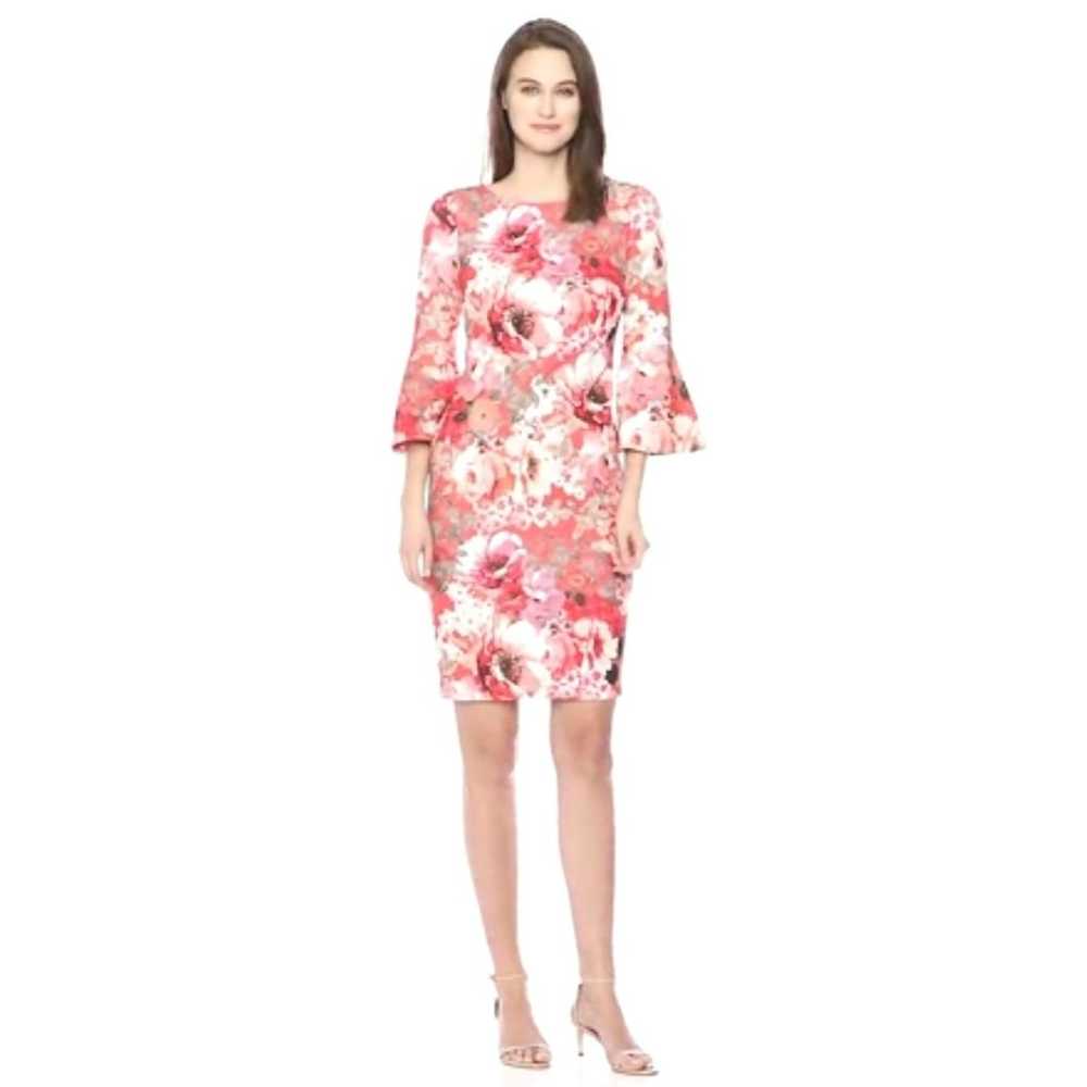 Calvin Klein Floral Sheath Dress Size 12 Pink 3/4… - image 5