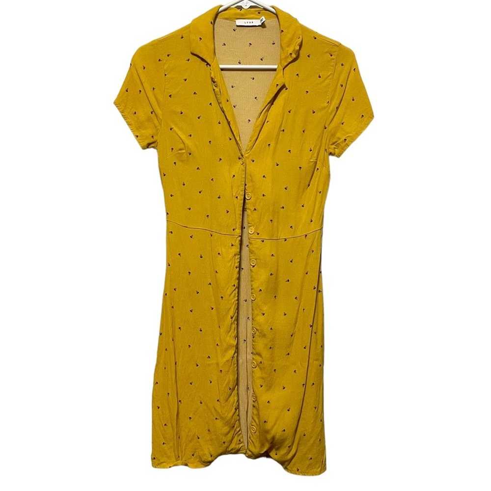 Lush Patterned Yellow Full Button Front Dress - image 1