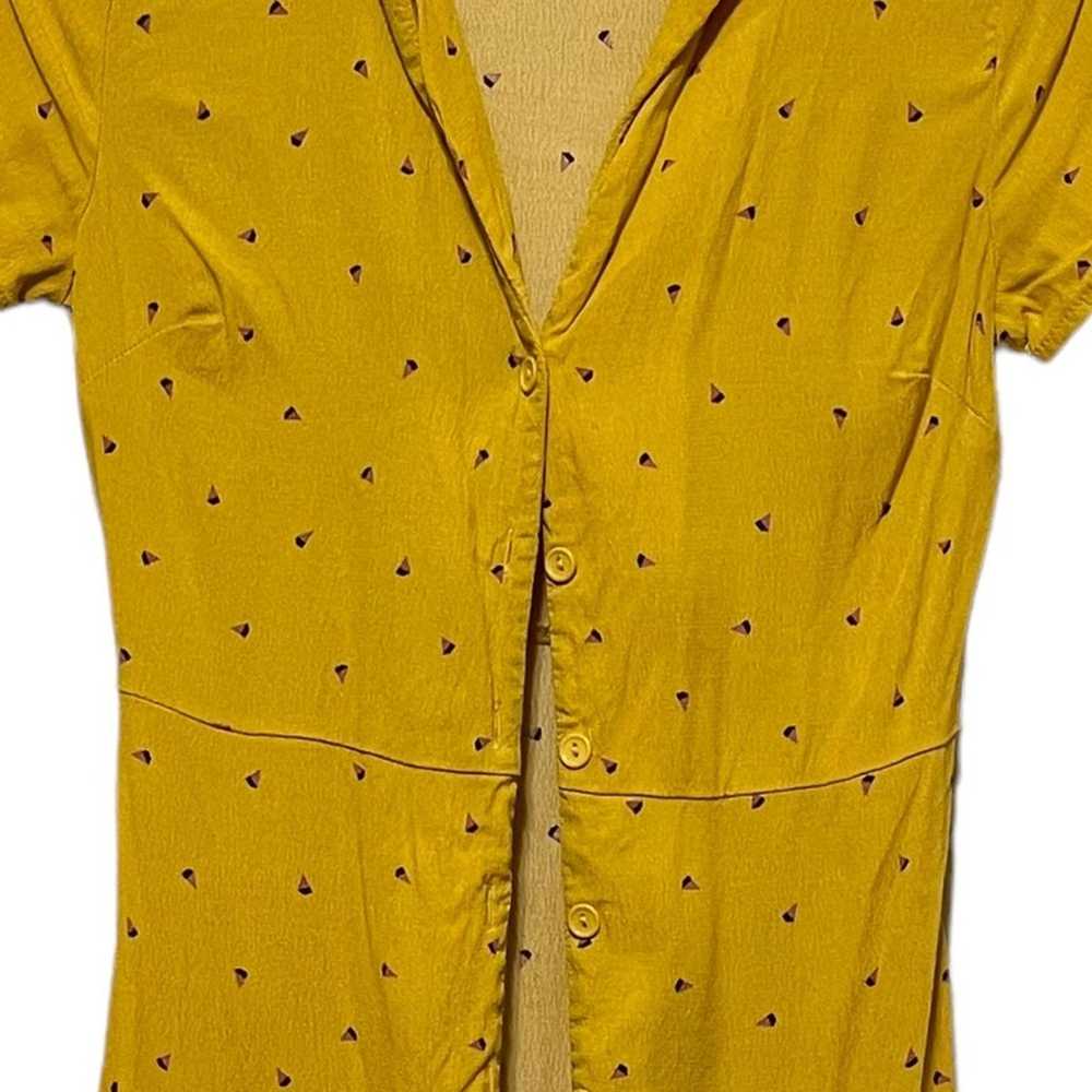 Lush Patterned Yellow Full Button Front Dress - image 2