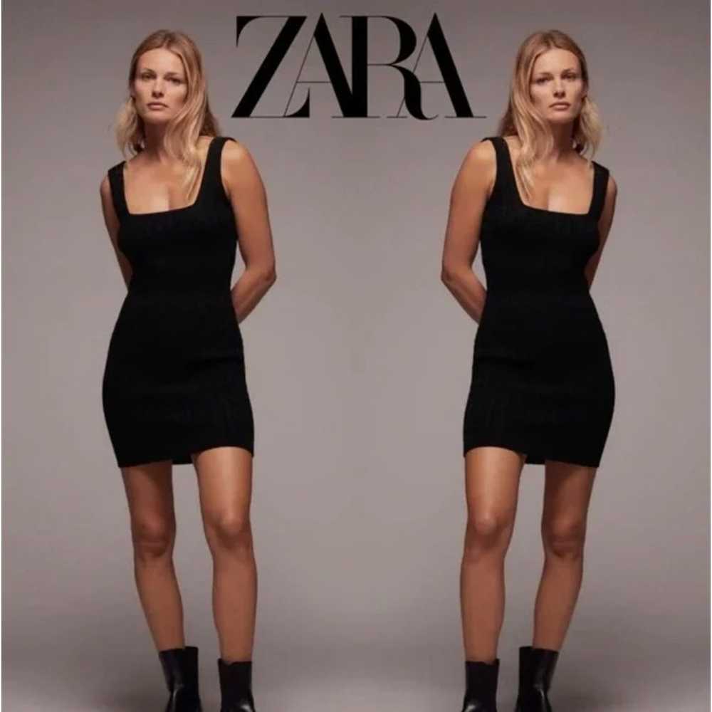 Zara Dress Womens Small Black Cable Knit Bodycon … - image 4