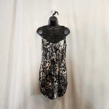 STUDIO Y Black Silver Gray Metallic Animal Print S