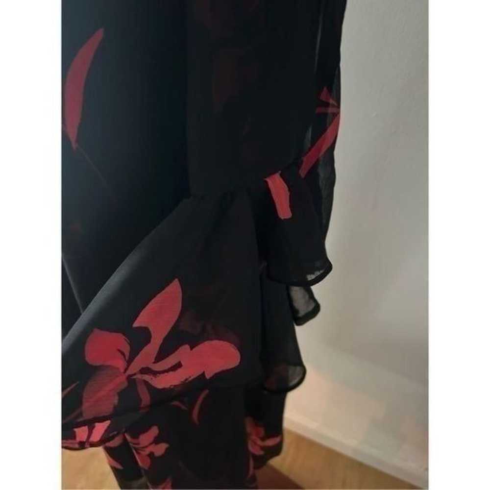 Calvin Klein flower dress black and red with ruff… - image 2