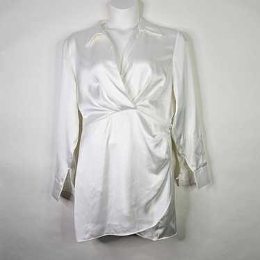 ZARA WHITE SATIN EFFECT MINI DRESS