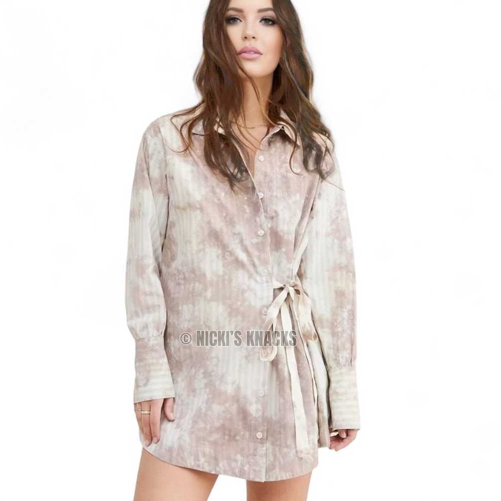 Free People Nola Wrap Mini Shirtdress in Neutral … - image 1