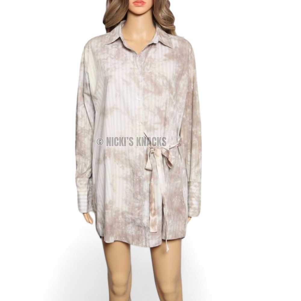 Free People Nola Wrap Mini Shirtdress in Neutral … - image 3