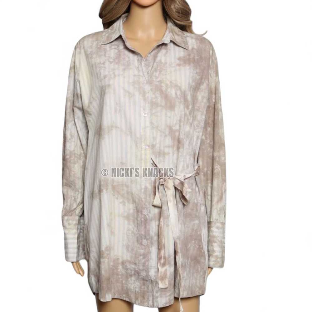 Free People Nola Wrap Mini Shirtdress in Neutral … - image 4