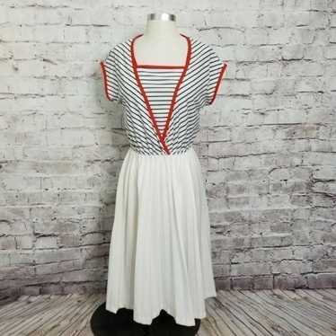 Vintage 70s Vicky Vaughn Striped Pleated - image 1