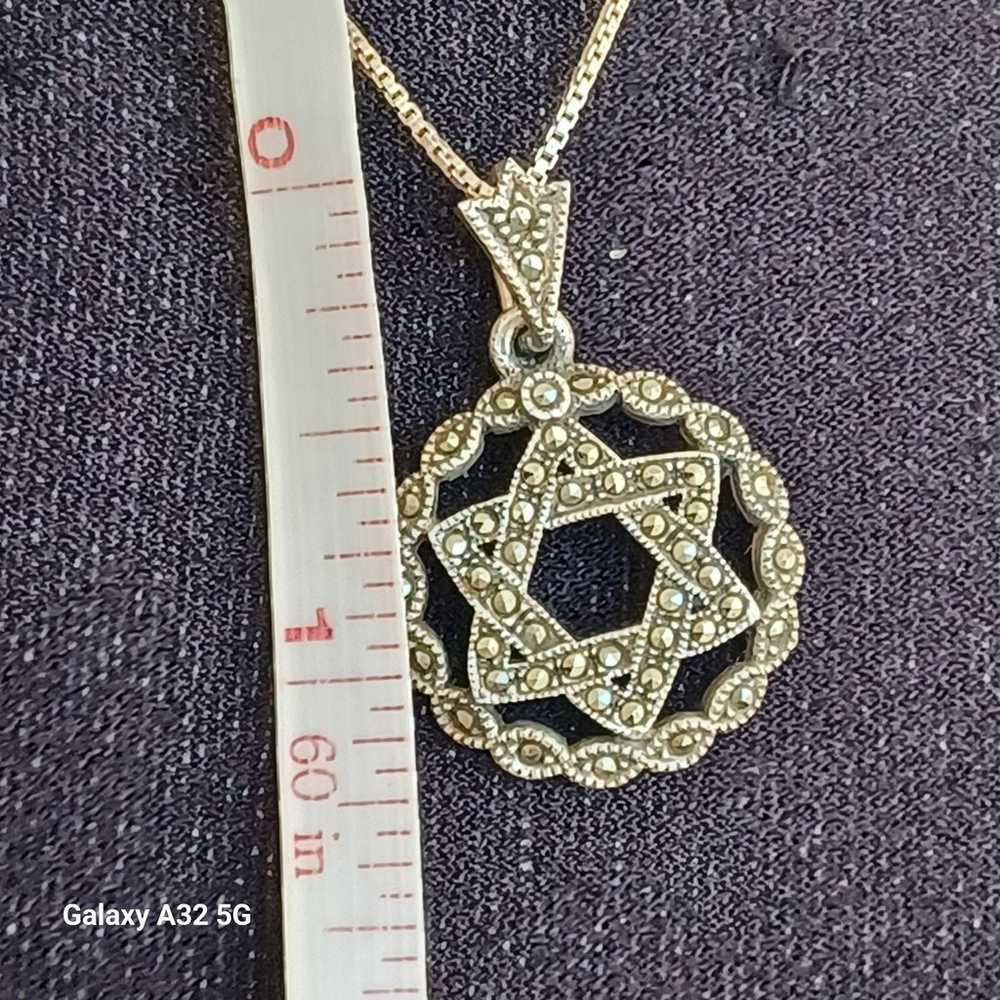 Vtg.Sterling Silver " JEWISH STAR" Marcasites sto… - image 3