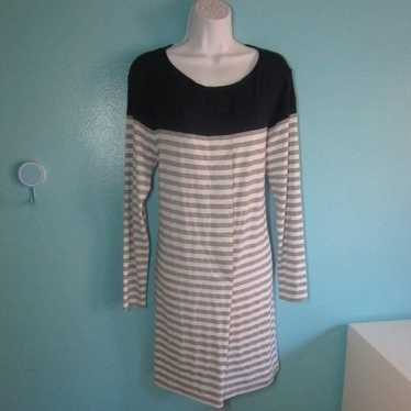 Lacoste Striped Dress Size 42 Navy Gray & White