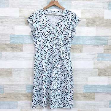 Athleta Nectar Dress White Blue Vine Scroll Faux W