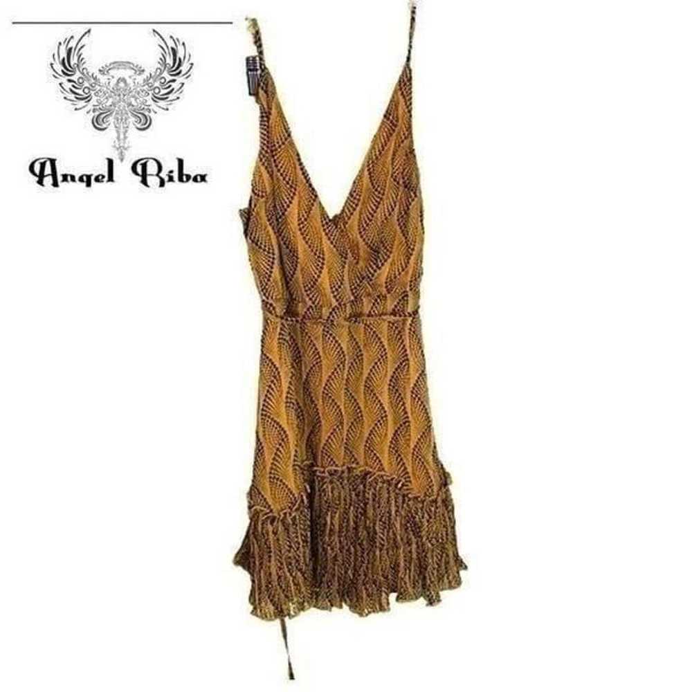 Angel Biba Pleated Deep V-neck Spaghetti Strapped… - image 4