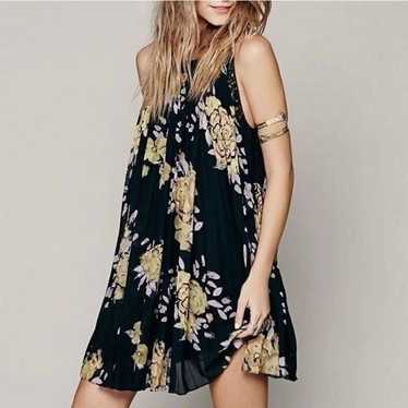 Free People Floral Print Sleeveless Pleated Trapez