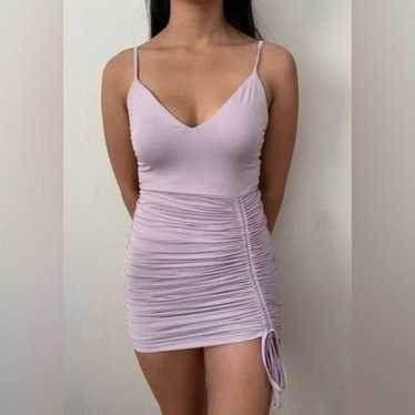 Revolve Lavender Vneck Bodycon Rouched mini dress 