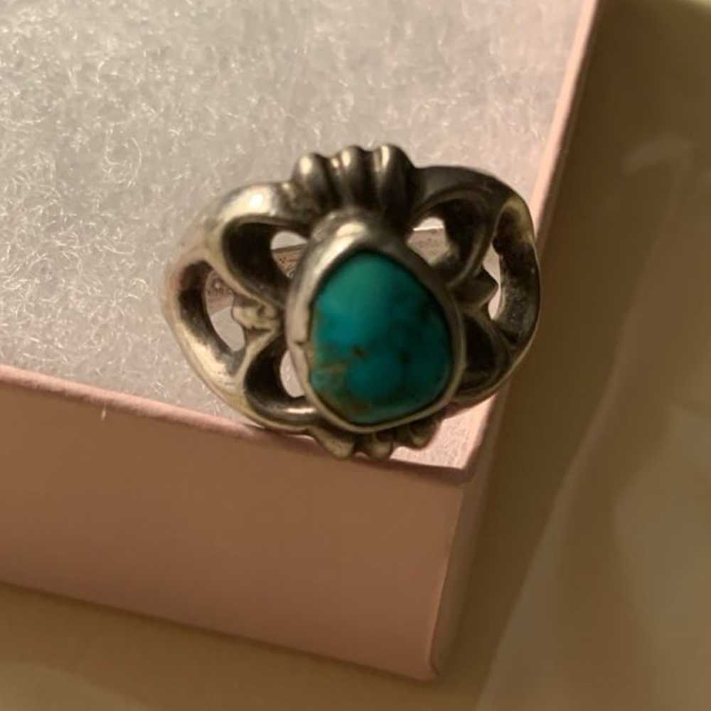 NATIVE/VINTAGE RING - A BEAUTIFUL Turquoise Caboc… - image 1