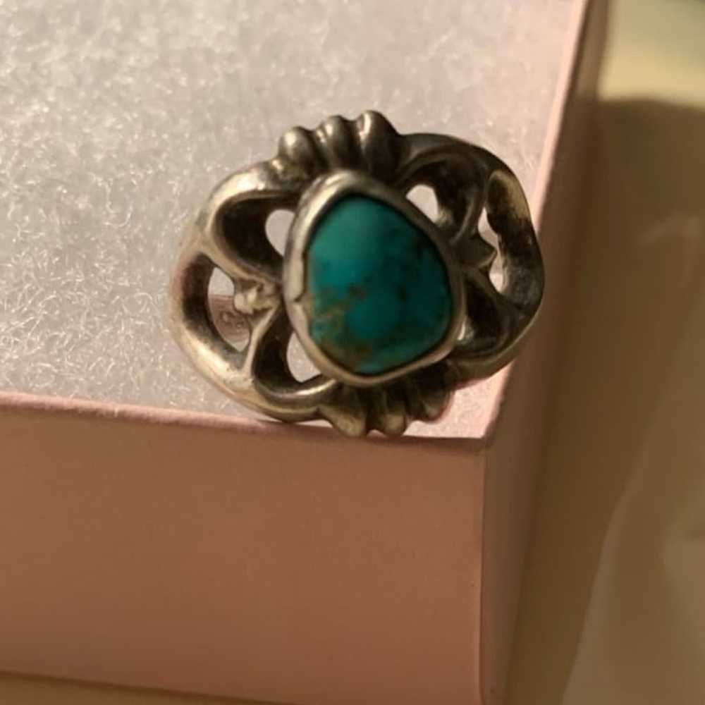 NATIVE/VINTAGE RING - A BEAUTIFUL Turquoise Caboc… - image 2