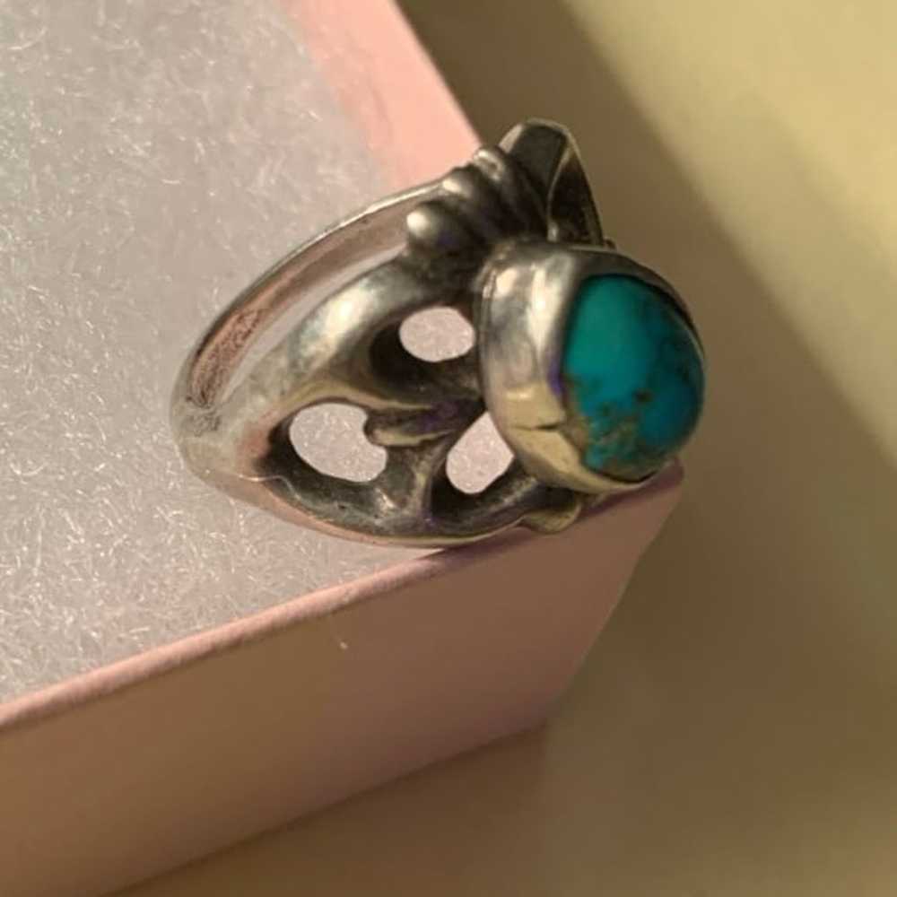 NATIVE/VINTAGE RING - A BEAUTIFUL Turquoise Caboc… - image 4