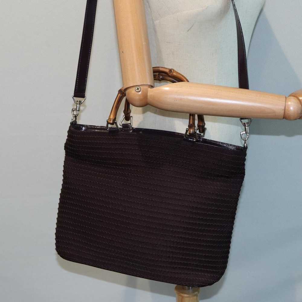 Gucci Bamboo Black Canvas Shoulder Bag (Pre-Owned) - image 10