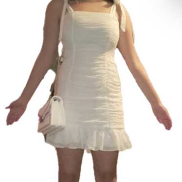 MinkPink Size S White Ruffled Bodycon Mini Dress … - image 1