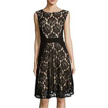 Danny and Nicole Black Lace Overlay Fit and Flare… - image 1