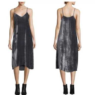 NEW ATM Drapey Velvet Slip Dress S Grey NWOT - image 1