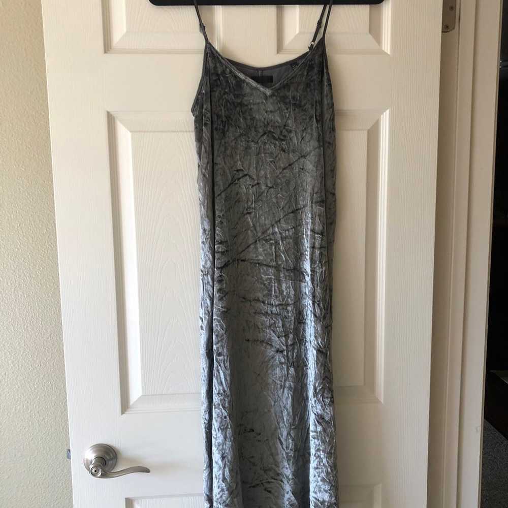 NEW ATM Drapey Velvet Slip Dress S Grey NWOT - image 3