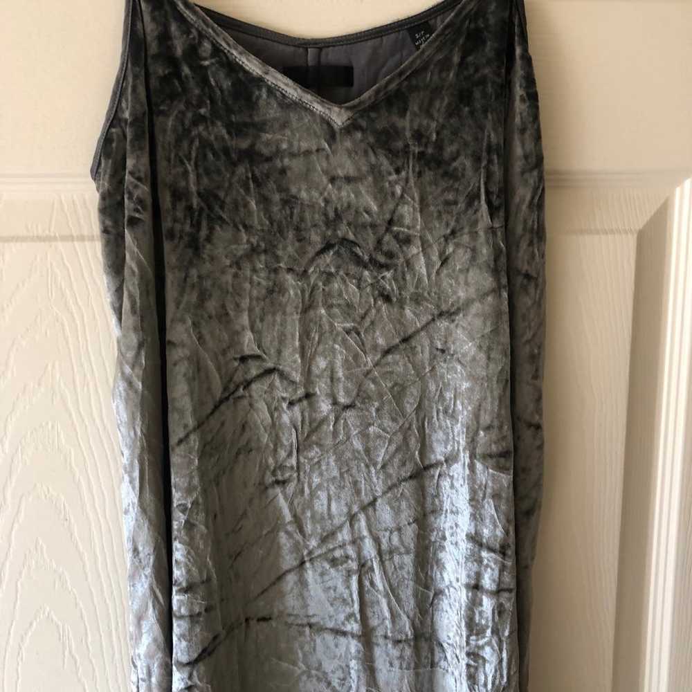 NEW ATM Drapey Velvet Slip Dress S Grey NWOT - image 4