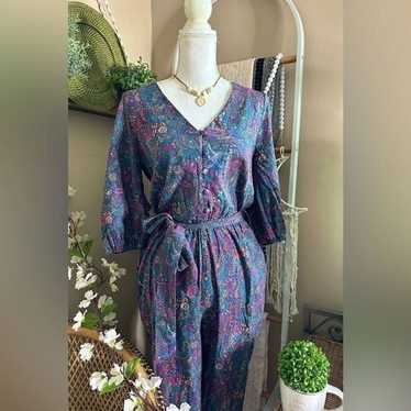 Evereve Ember Floral Paisley Puff Sleeve Button Be