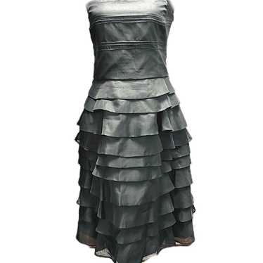 Women’s Zara Silk dress black multi tiered midi s… - image 1