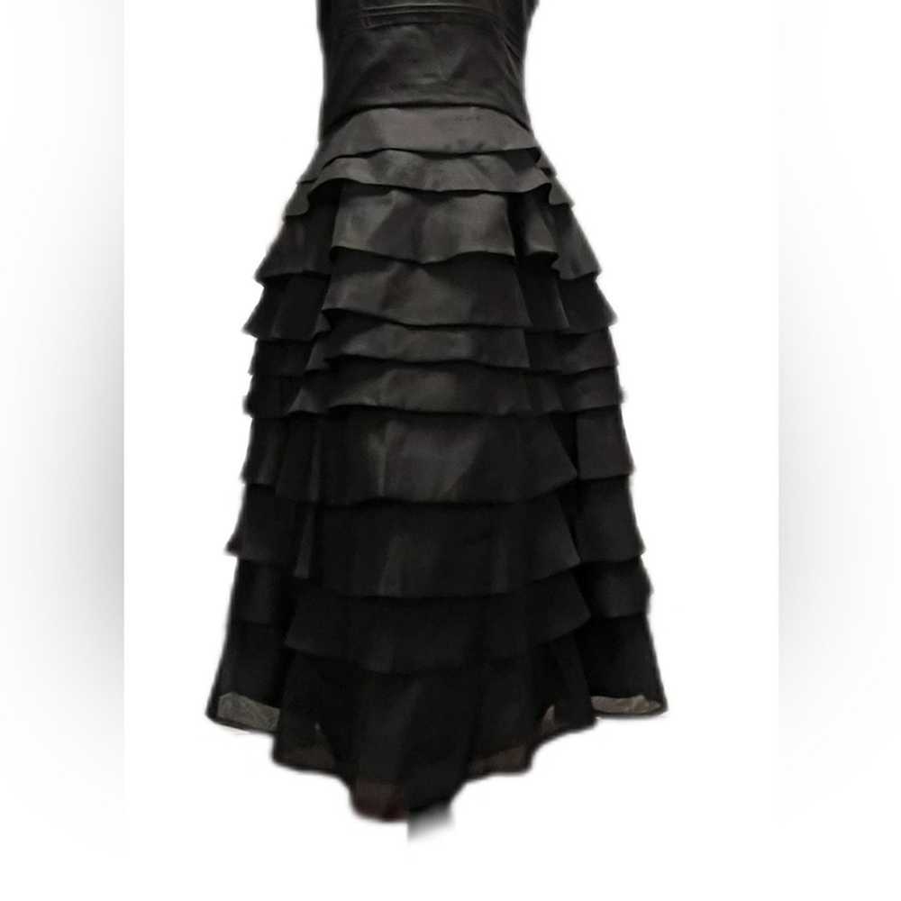 Women’s Zara Silk dress black multi tiered midi s… - image 3