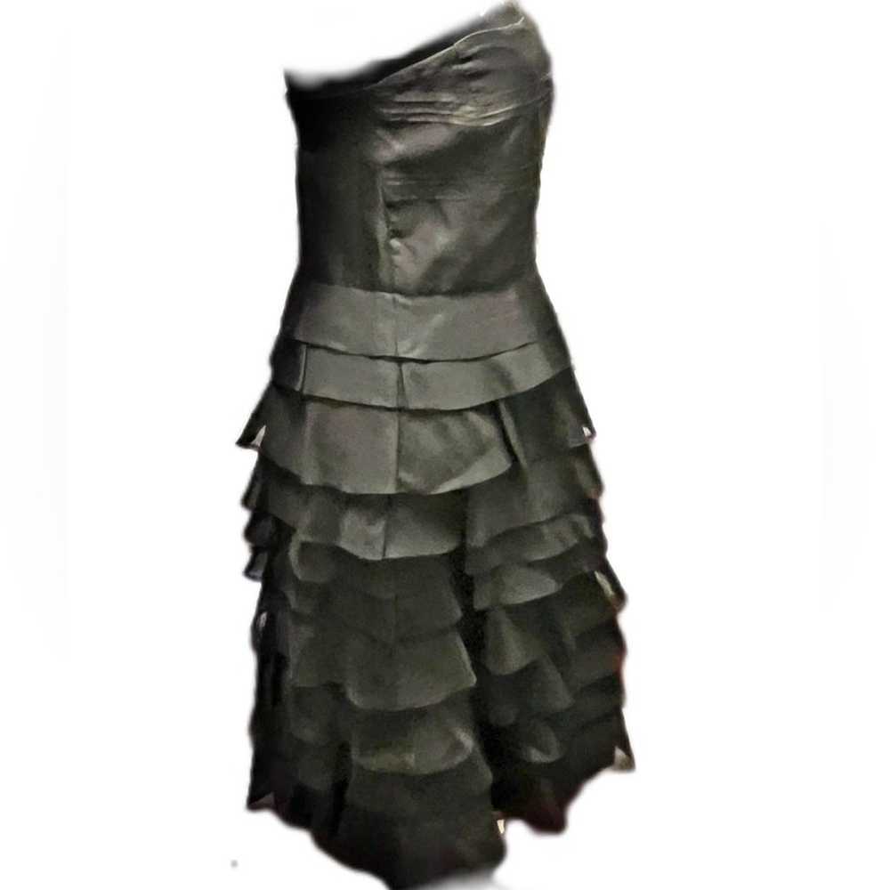 Women’s Zara Silk dress black multi tiered midi s… - image 4