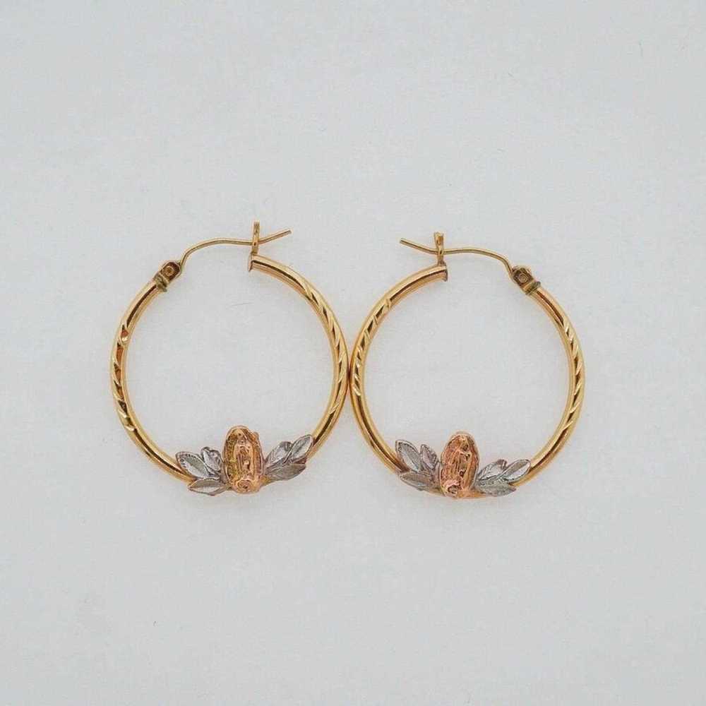 14K Yellow Gold Estate Sale Hoop Earrings - Vinta… - image 4