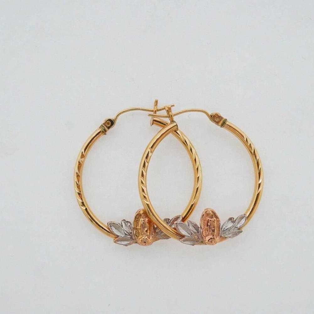 14K Yellow Gold Estate Sale Hoop Earrings - Vinta… - image 5