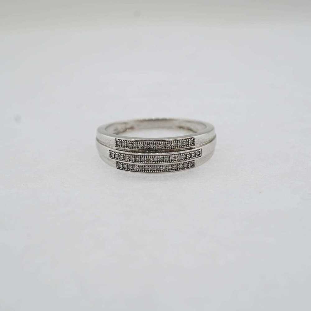 10k White Gold Estate Sale Diamond Ring Size 10.2… - image 7