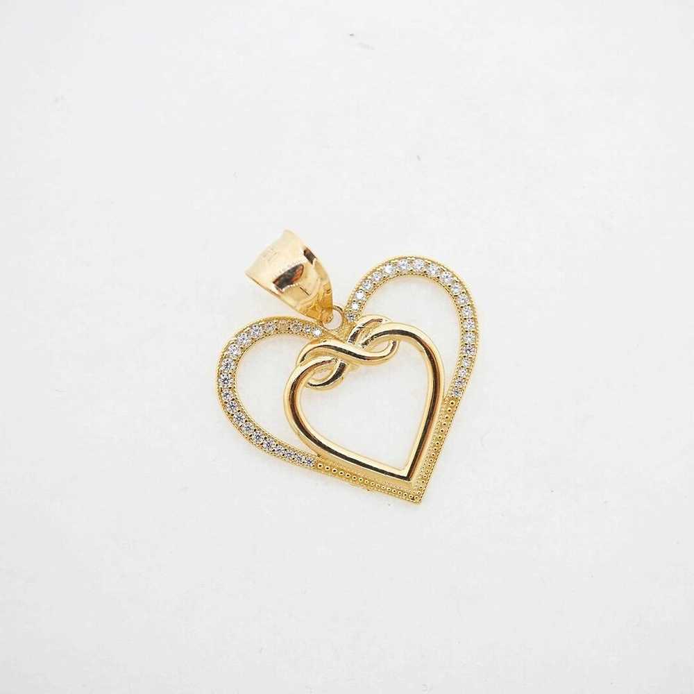 14K Yellow Gold Vintage Heart Pendant Estate Sale… - image 2