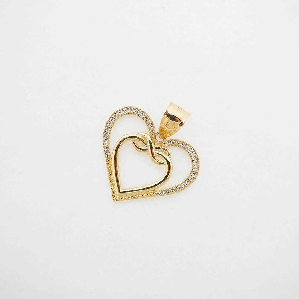 14K Yellow Gold Vintage Heart Pendant Estate Sale… - image 3