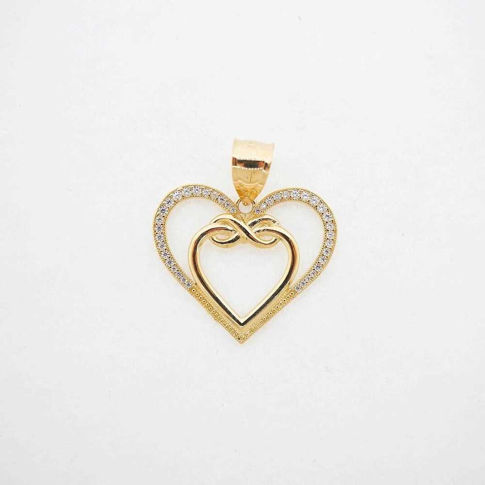 14K Yellow Gold Vintage Heart Pendant Estate Sale… - image 4