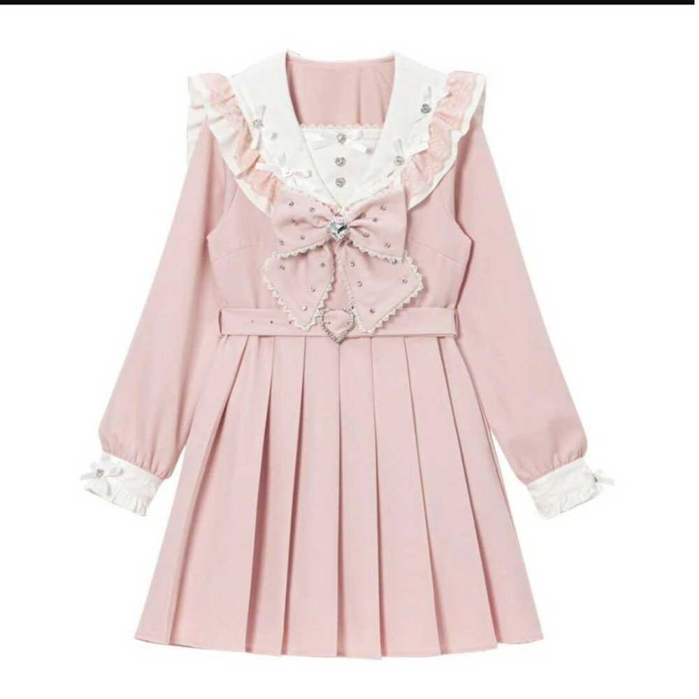 Heart Bijou Ribbon Lace School Dress - image 2