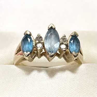 Stunning 14k Yellow Gold Blue Topaz Aquamarine & … - image 1