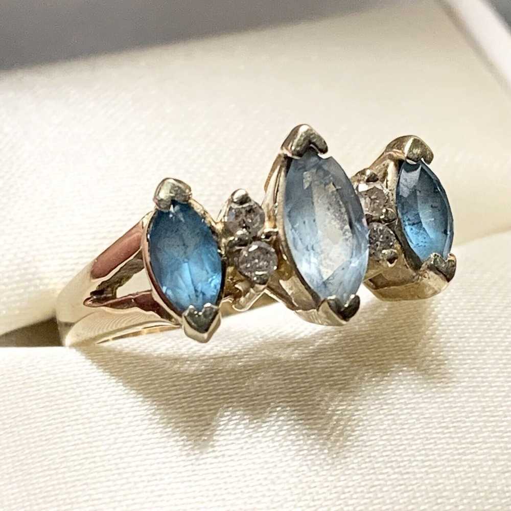 Stunning 14k Yellow Gold Blue Topaz Aquamarine & … - image 2