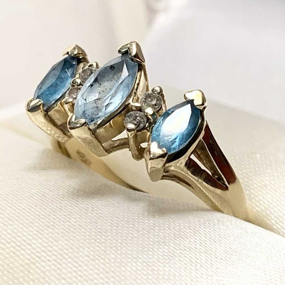 Stunning 14k Yellow Gold Blue Topaz Aquamarine & … - image 3