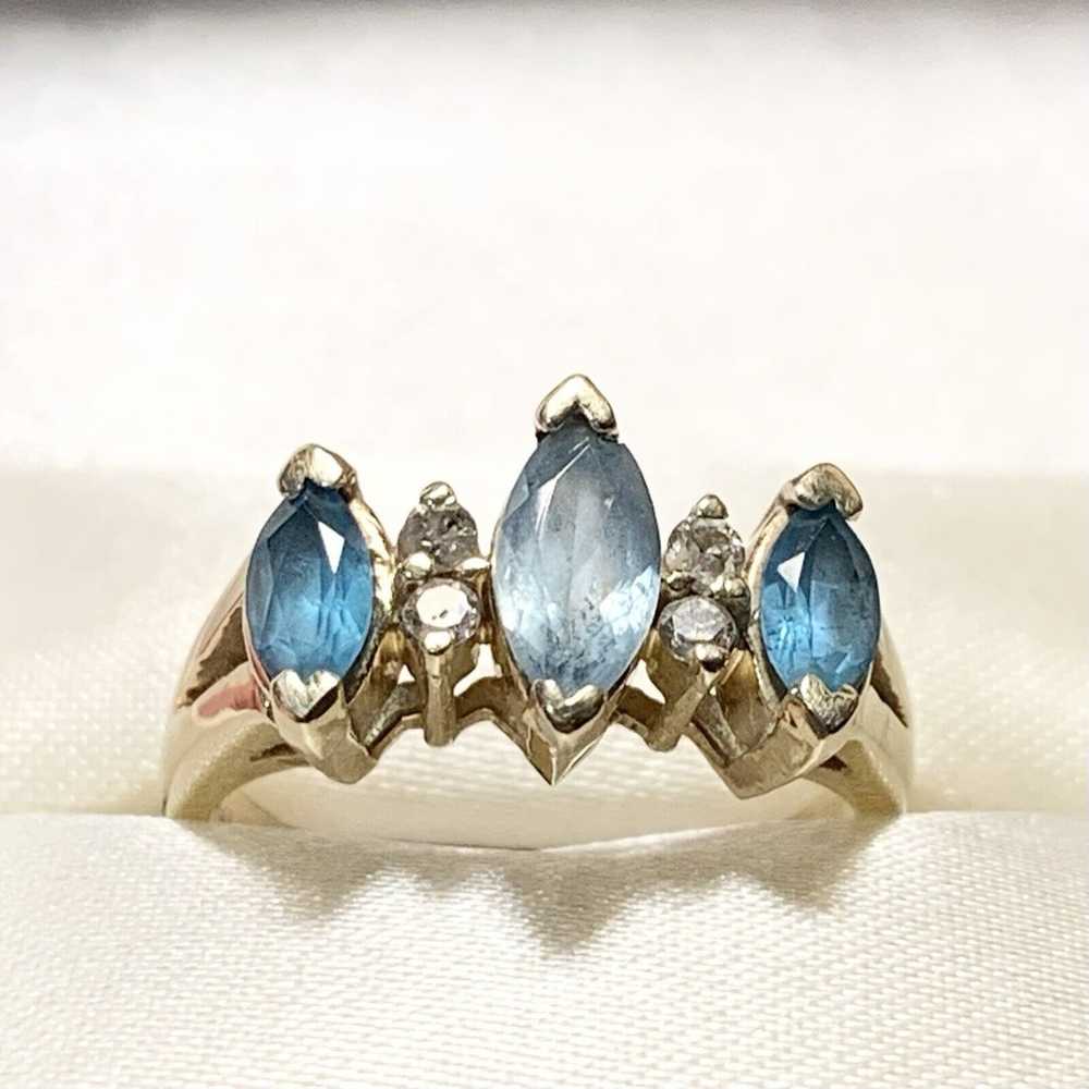 Stunning 14k Yellow Gold Blue Topaz Aquamarine & … - image 4