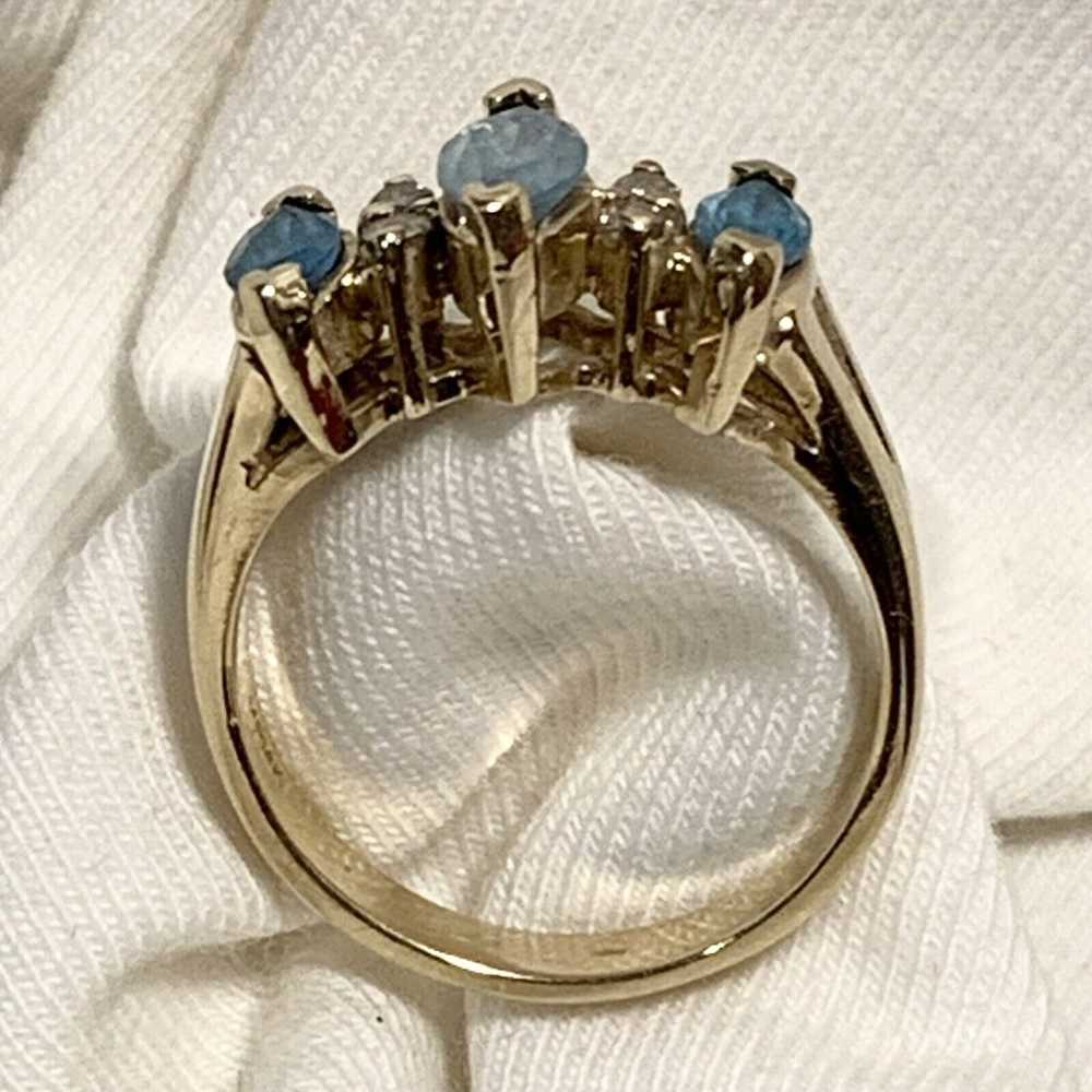 Stunning 14k Yellow Gold Blue Topaz Aquamarine & … - image 5