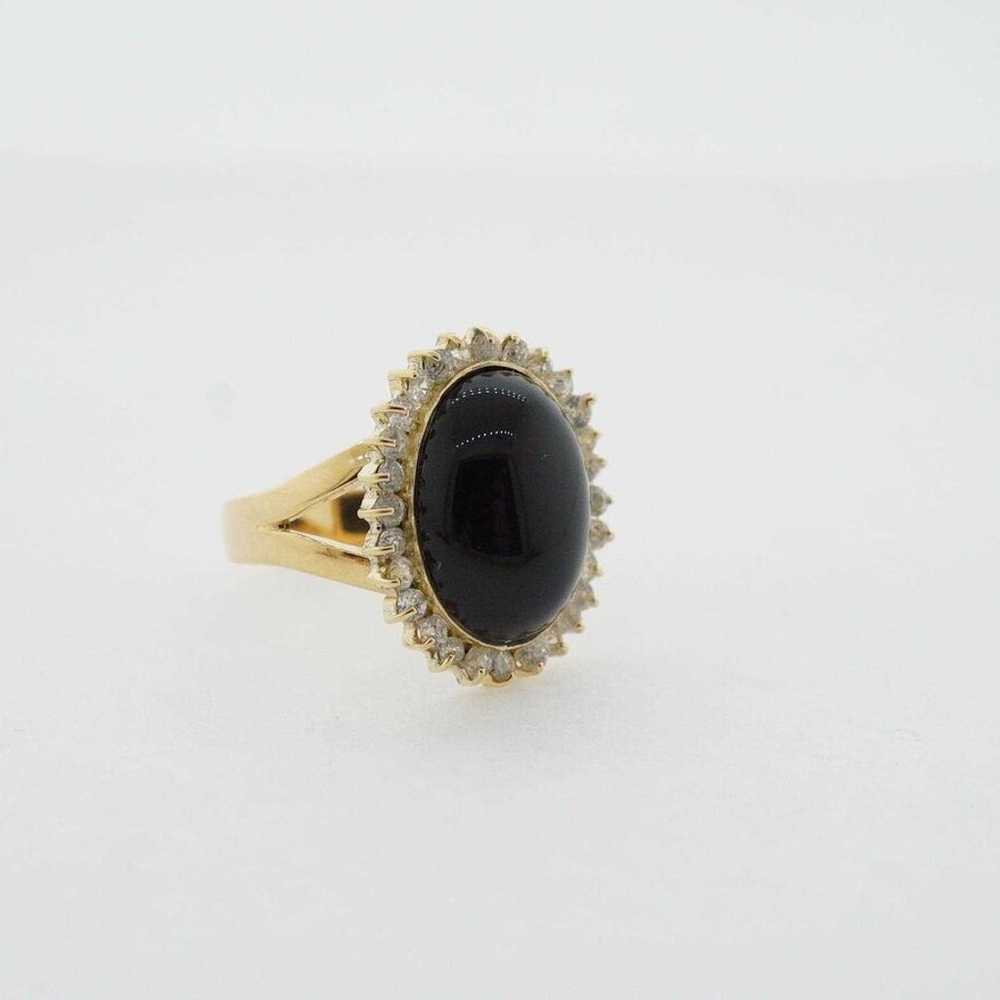 14k Yellow Gold Onyx Estate Sale Ring Size 8.75 V… - image 3