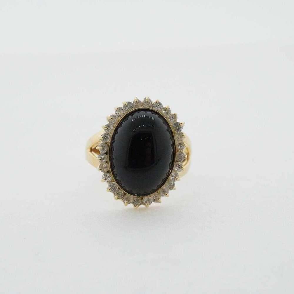 14k Yellow Gold Onyx Estate Sale Ring Size 8.75 V… - image 7