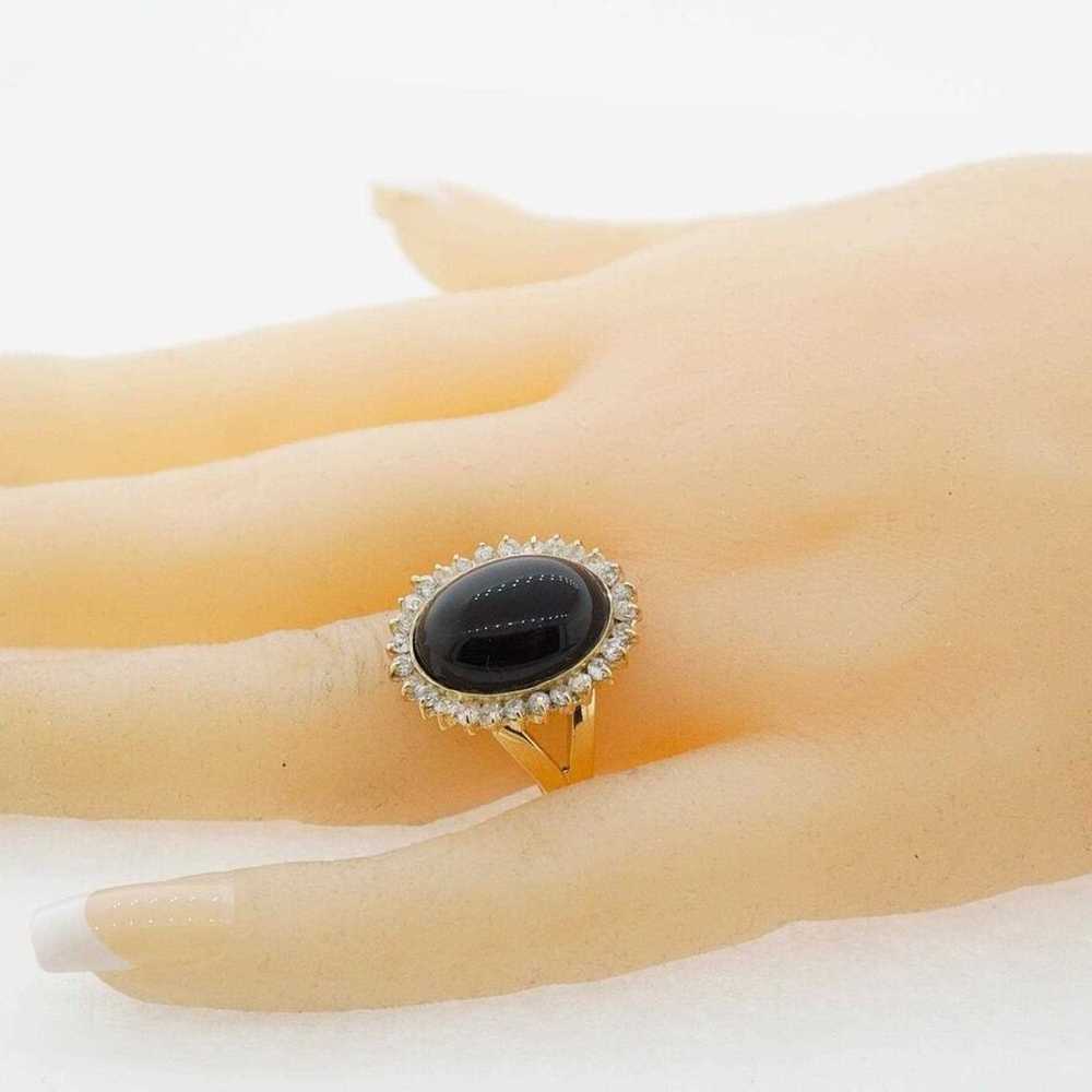 14k Yellow Gold Onyx Estate Sale Ring Size 8.75 V… - image 8