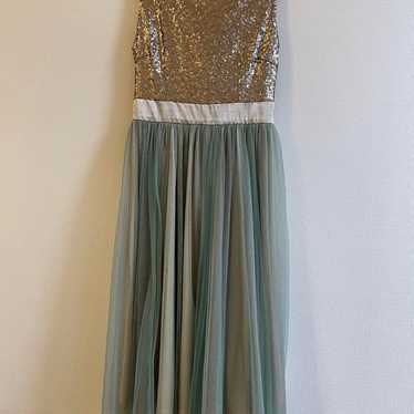 Gold Sequin Mint Green Dress - image 1