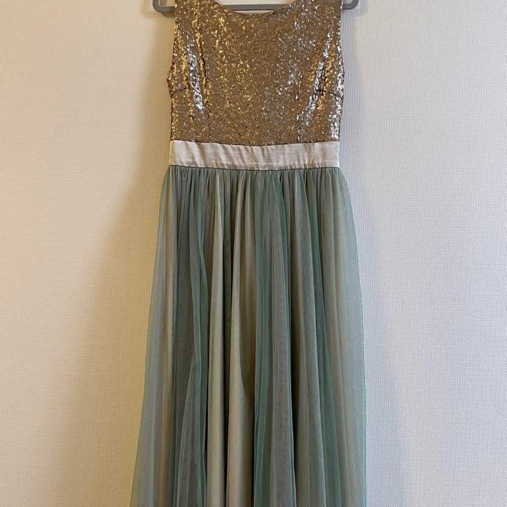 Gold Sequin Mint Green Dress - image 2