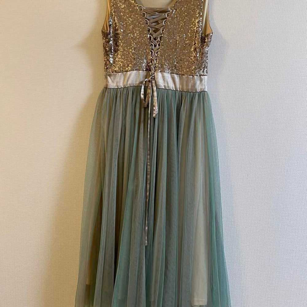 Gold Sequin Mint Green Dress - image 3